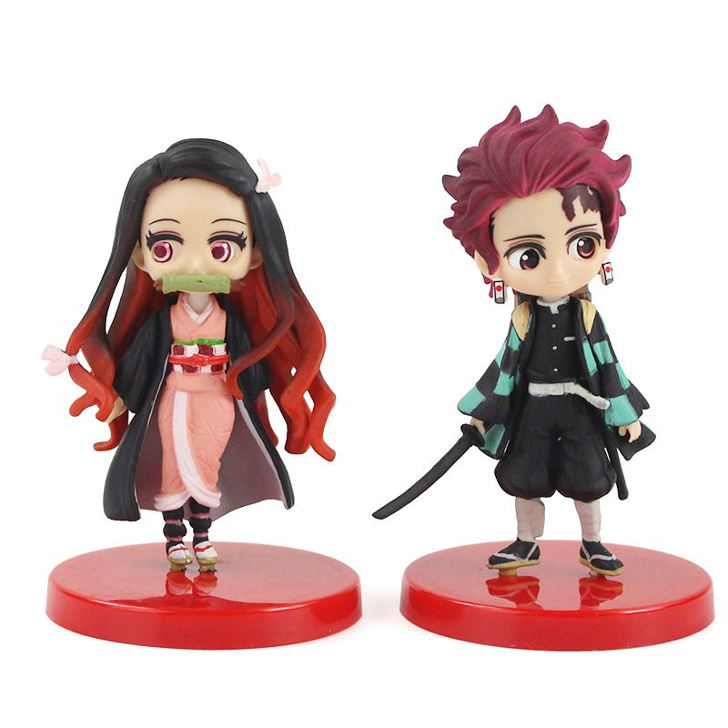 2pcs//set Demon Slayer Qposket Kamado Tanjirou Kamado Nezuko PVC Figure Toys