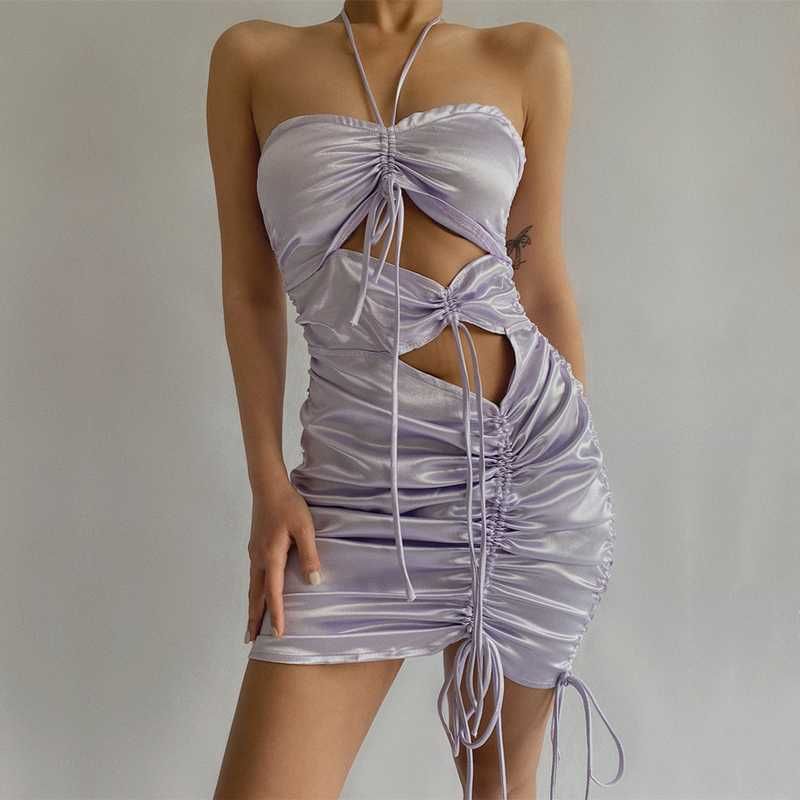 pleated dungaree dress