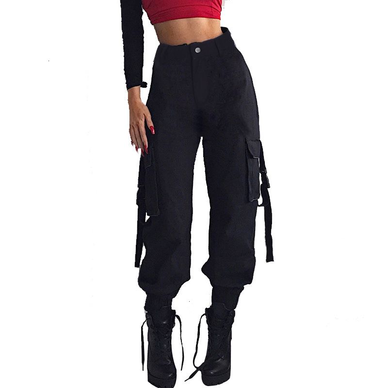 womens black cargo pants with pockets