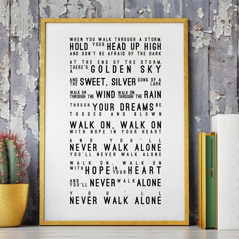 You Ll Never Walk Alone Lyrics Canvas Art Prints Poster Football Club Canvas Painting Home Wall Decoration