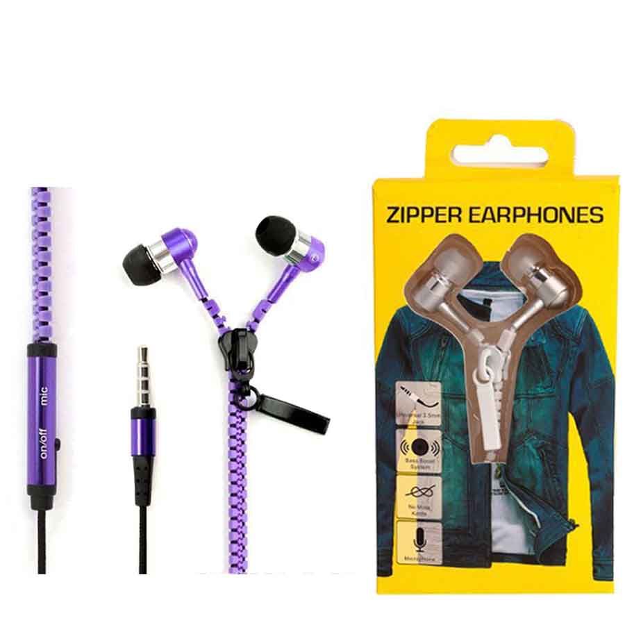 Compre Fone De Ouvido Com Zíper 3.5mm In Ear Earphones Com Microfone  Cremallera Fone De Ouvido Fone De Ouvido Para Iphone Fone De Ouvido Com Fio  Para Telefone Com Caixa De Varejo