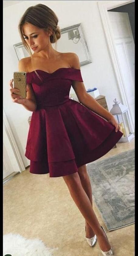 short red prom dresses off the shoulder