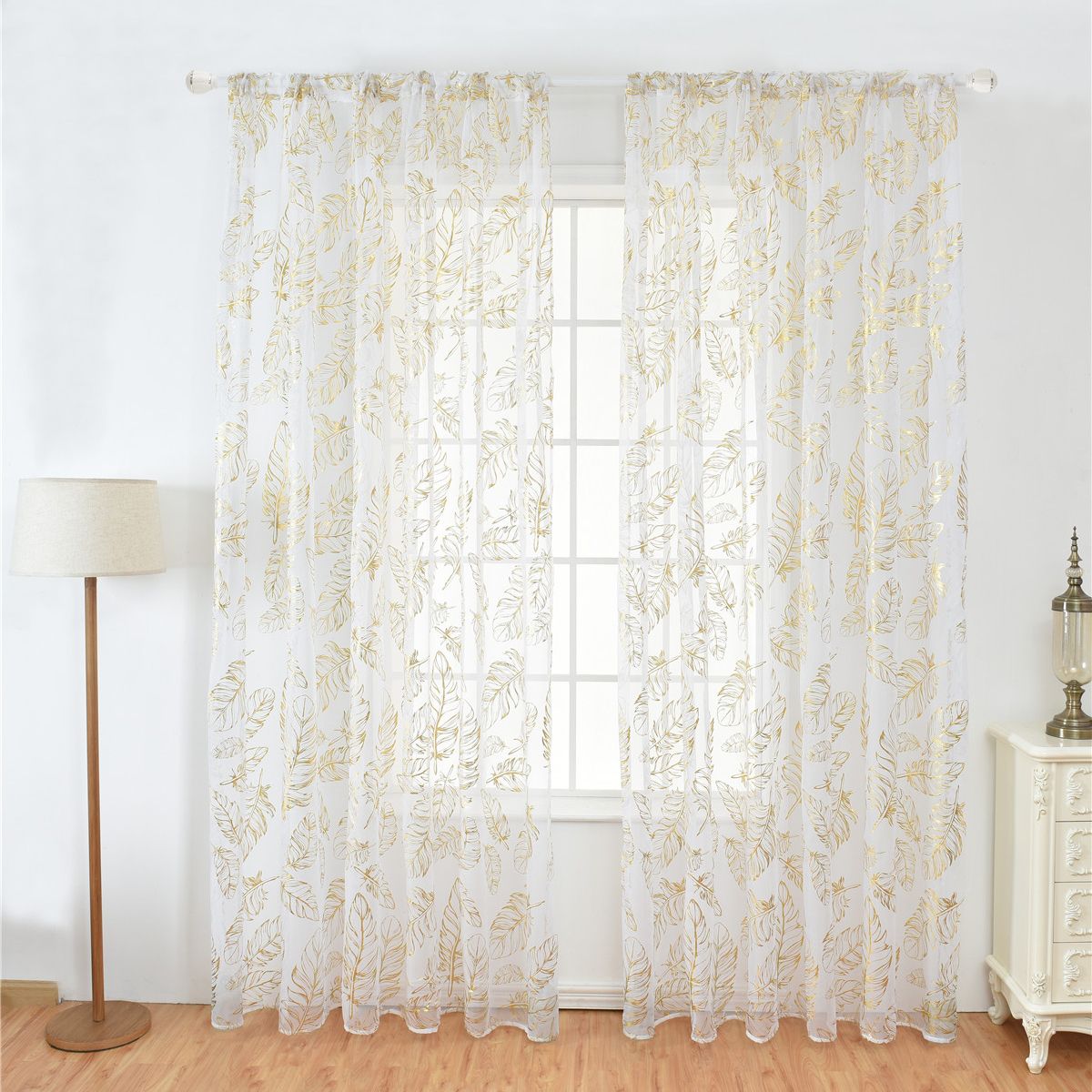100x200cm Gold Silver Feather Sheer Curtains Window Door Yarn Tulle Voile For Living Room Bedroom Home Hotel Decor Rod Pocket Curtain Panel Curtain Plastic Curtains From Ddp2020
