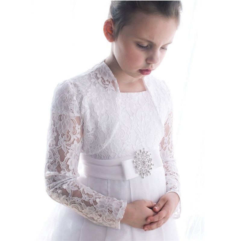 Compra Blanca Preciosa Niña Vestidos De Encaje De Flores Para Bodas Con La  Chaqueta Vestidos De Primera Comunión Para Niñas Vestidos Pageant Barato |  Entrega Rápida Y Calidad | Es.Dhgate