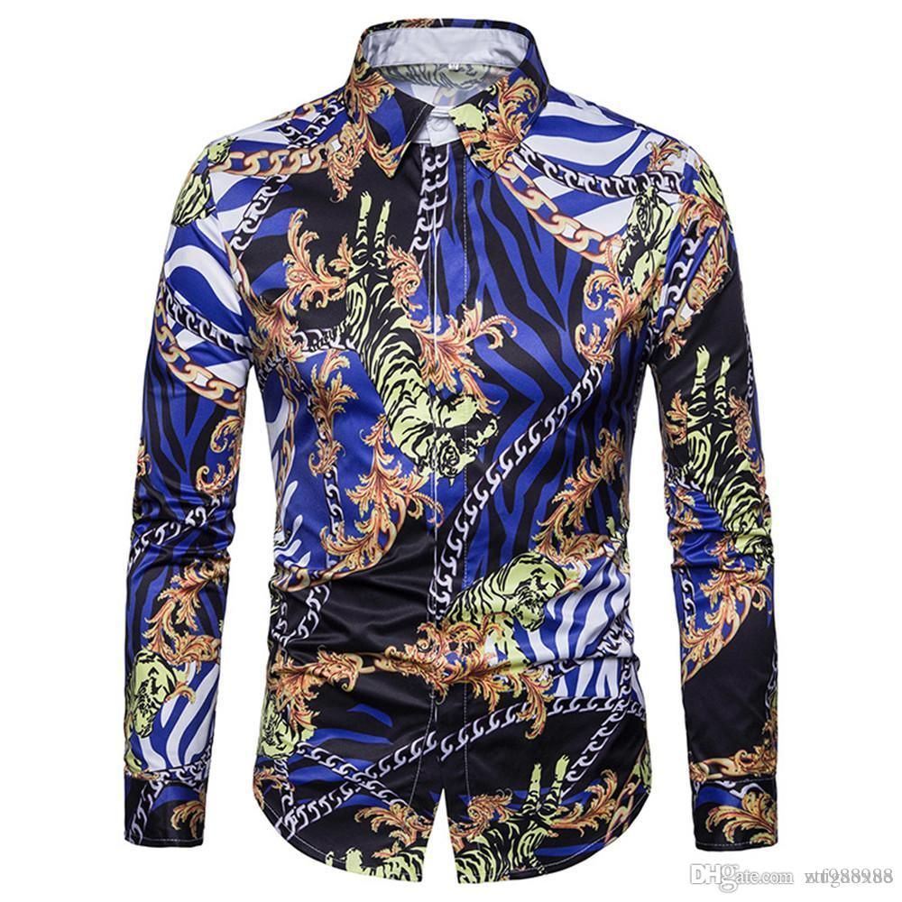camisa estampado cadenas hombre