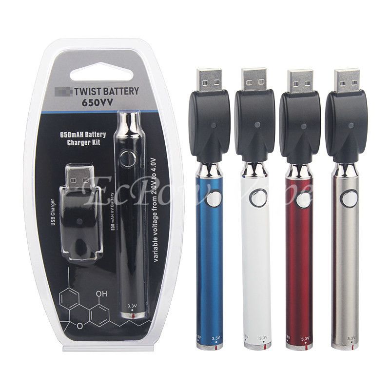 Hot Preheat 510 Vape Pen 650mah EVOD Twist Vaporizer Battery Preheating E Cigarette For CO2 Oil ...