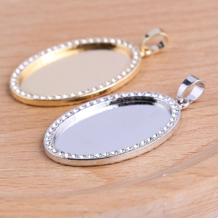 Diamante Pendant Trays,Fit 30mm Round Cabochon Base Setting,Blank Bezel Frame