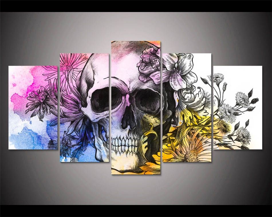 2021 Skull With Flowers Hd Canvas Printing New Home Decoration Art Painting Unframed Framed From Wukaiok01 12 46 Dhgate Com
