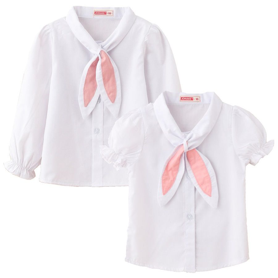 Blanco Niñas Camisas Blusas Ropa Camisa clásica para niña Bufanda Corbata  de moño Manga de la