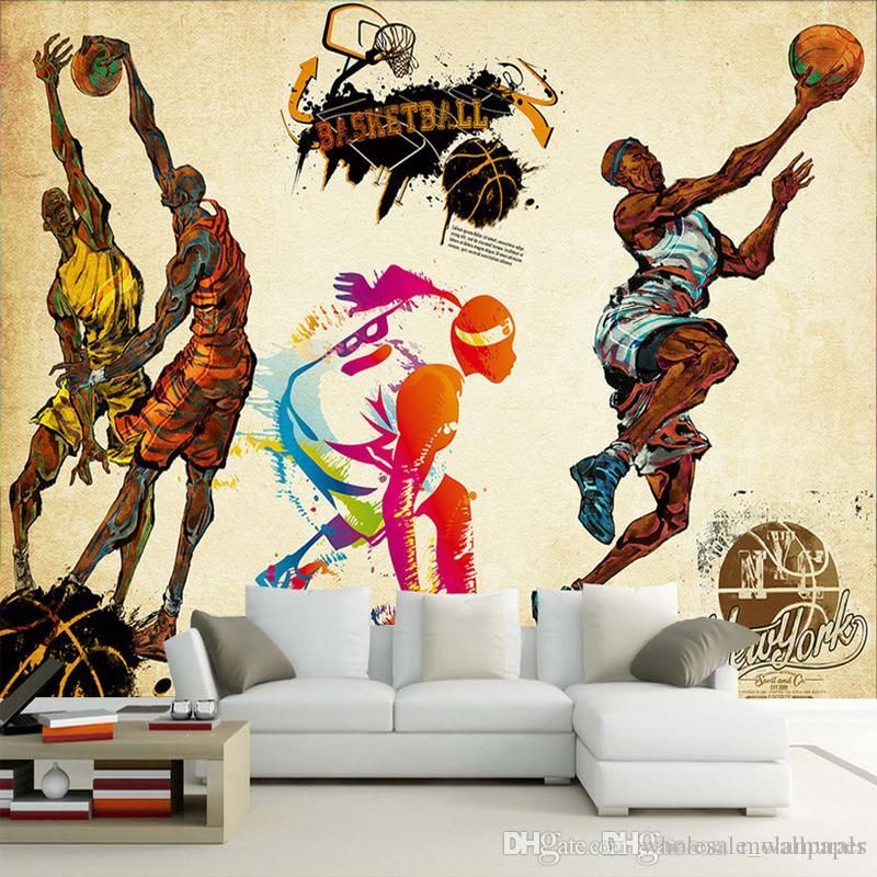 Customized 3D Stereo Sports Wallpaper Gym Yoga Basketball Stadium