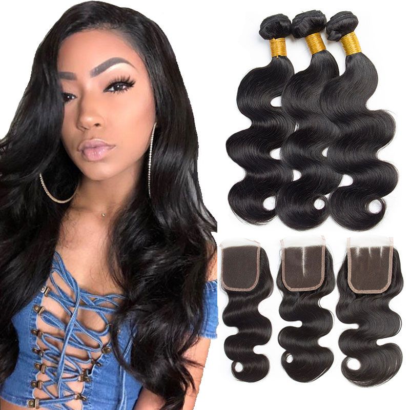 Body Wave Weave Hair Styles 3 Bundles With Closure Unprocessed