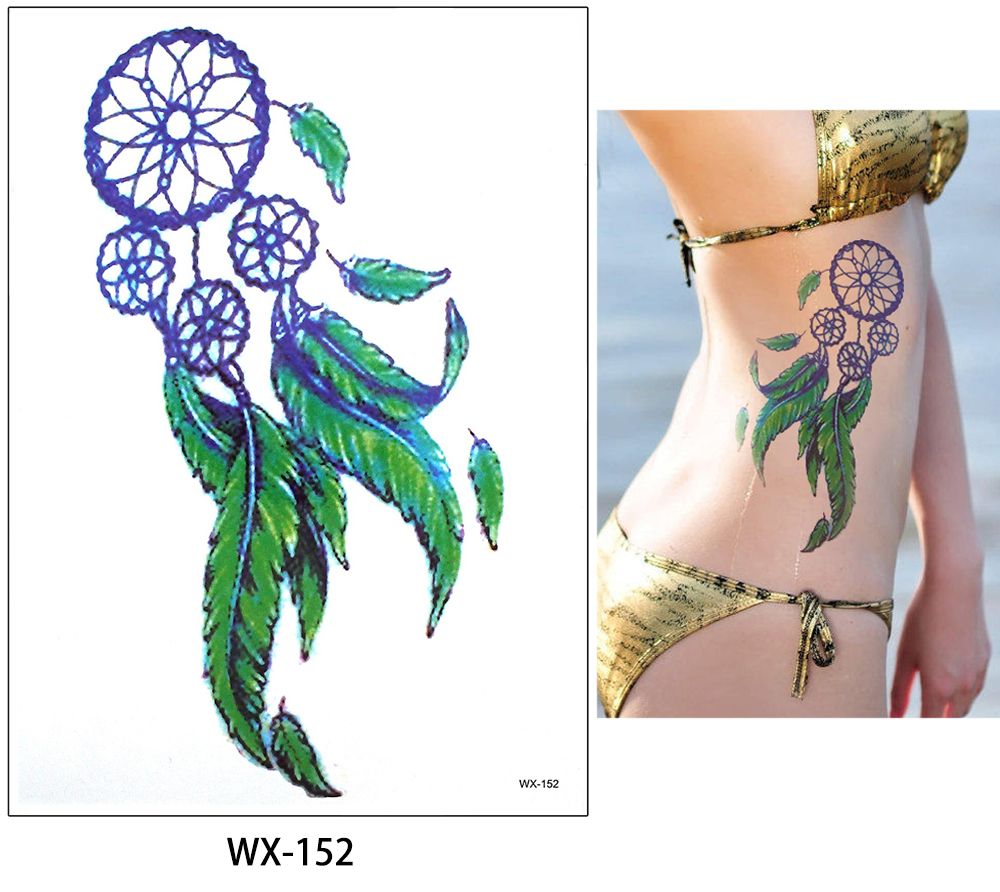 Acheter Glaryyears 17 Designs 1 Feuille Wx Autocollant De Tatouage Temporaire Pour Femmes Hommes Corps Bras Retour Poitrine Art Décalque Loup Fleur