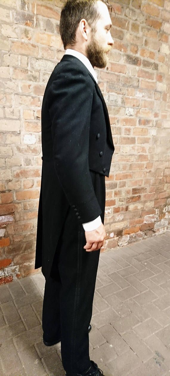 Acquista Costume Da Uomo Vestito Di Scena Di Coda Nera Lungo 2018 Abiti Uomo  Fatto Su Misura Da Sposa Smoking Di Terno 2 Pezzi Giacca + Pantaloni Abito  Da Uomo Sottile A