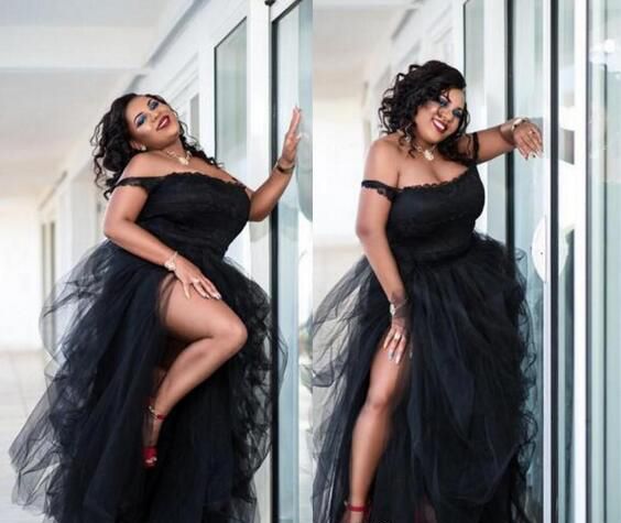 black off the shoulder semi formal dress
