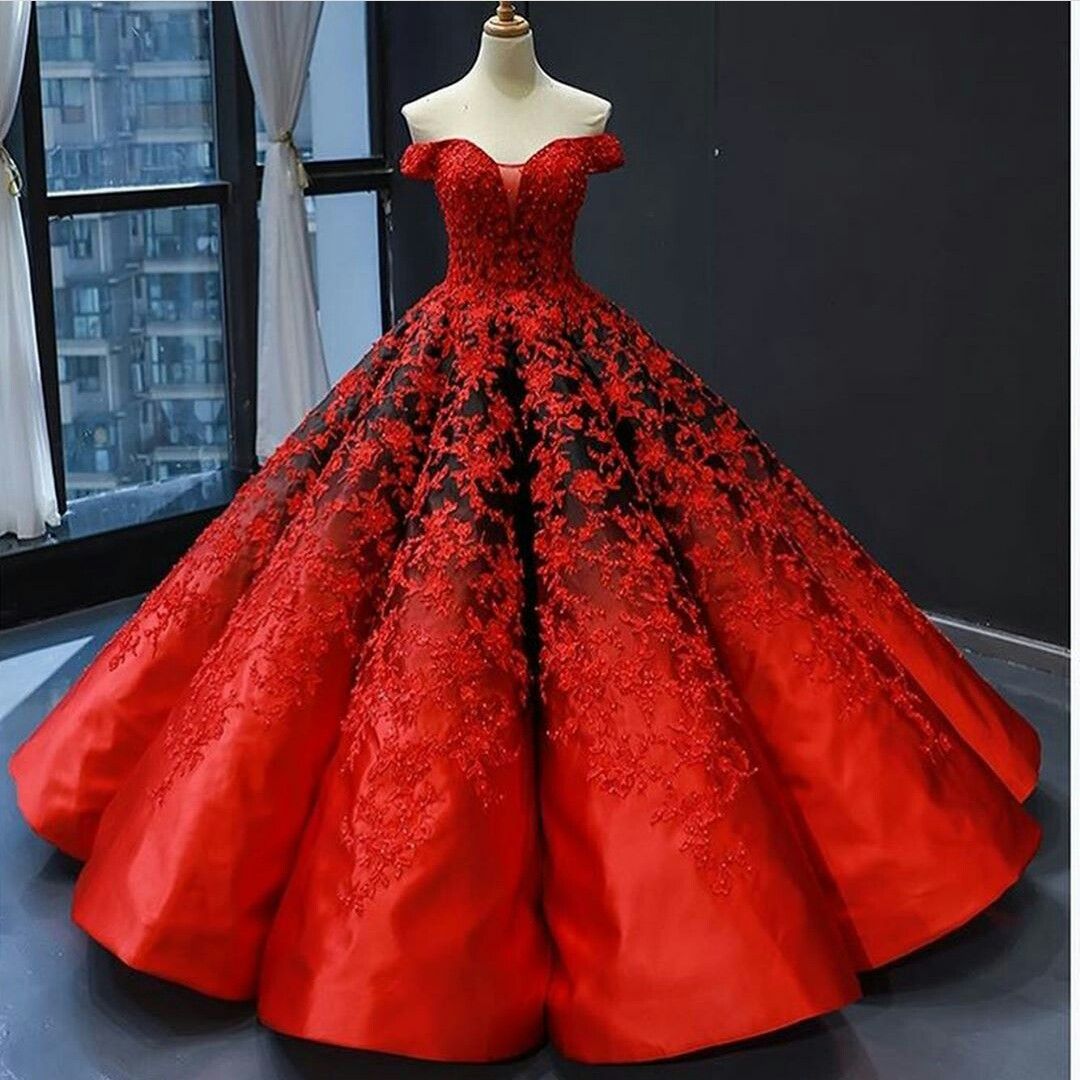 red and black evening gown