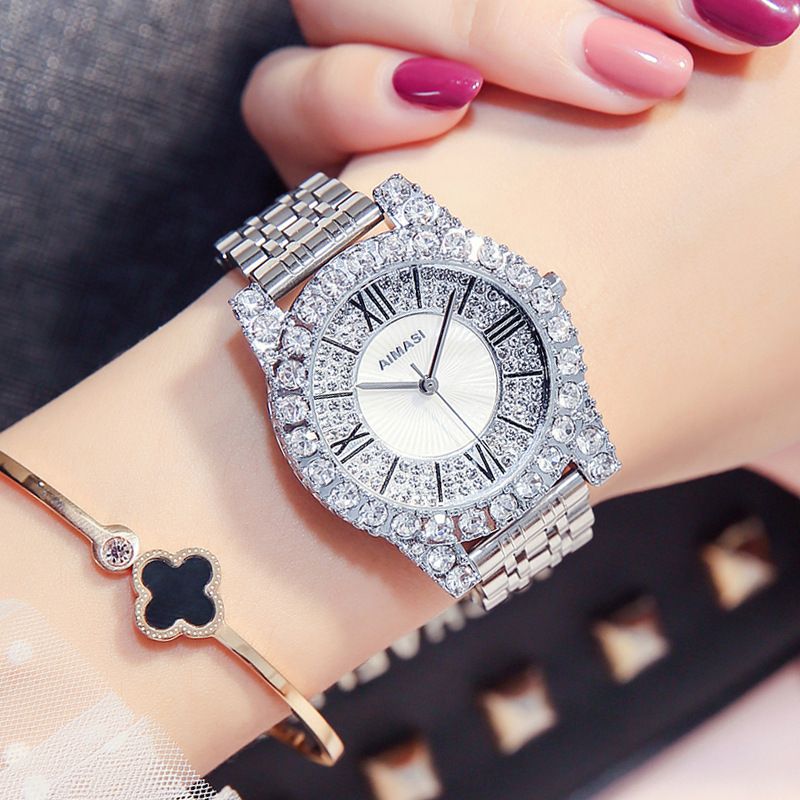 With Braceletaimasi Trendy Fashion Light Luxury Roman Face Ladies Steel Belt Watch Hand Studded Rhinestone Personality Watch Female Watch Buy Clothes Online Ingersoll Watches From Sarahyj1992 29 23 Dhgate Com