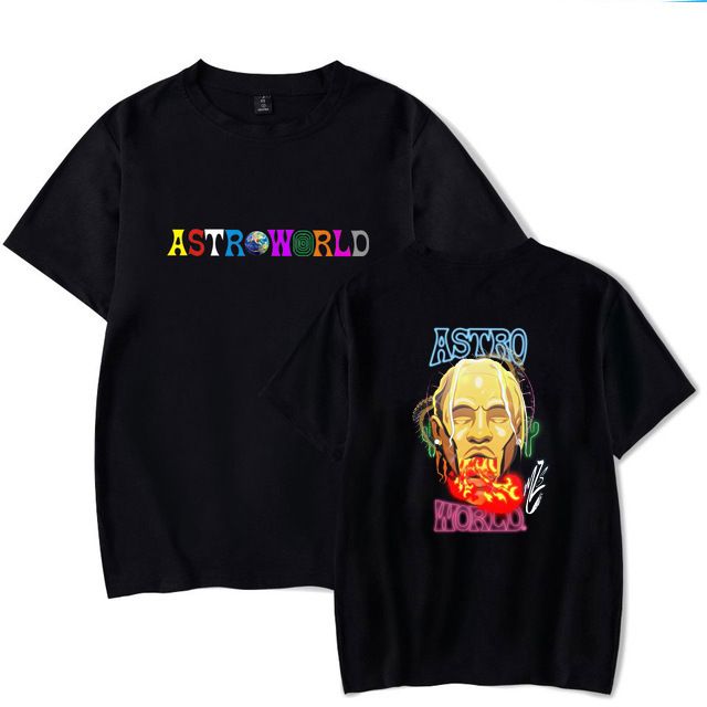 Men's Own Hip-hop Street T-shirt Down To Earth Summer Short-sleeved T-shirt  Astroworld Travis Scott Cactus Graffiti T-shirt - AliExpress