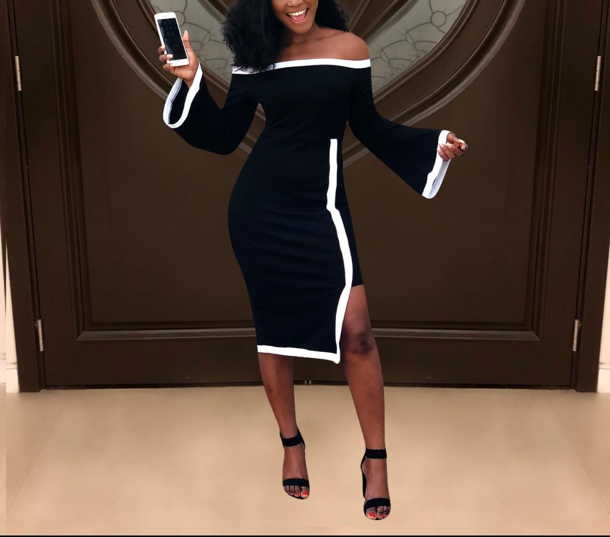 off the shoulder midi dress formal