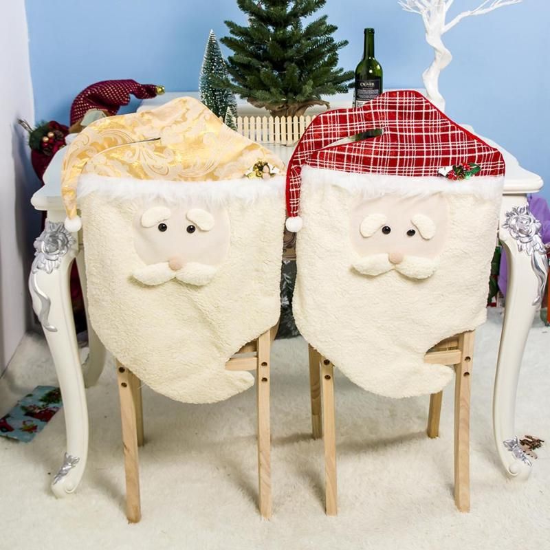 Christmas Chair Cover Case Chair Back Cover Santa Claus Snowman