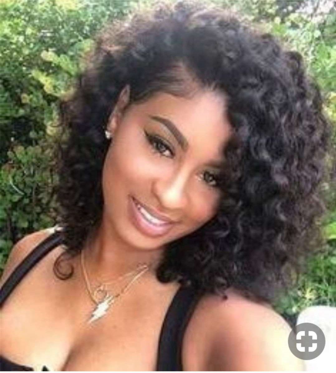 Side Part Short Curly Bob Lace Front Brazilian Hair Wigs 14inch