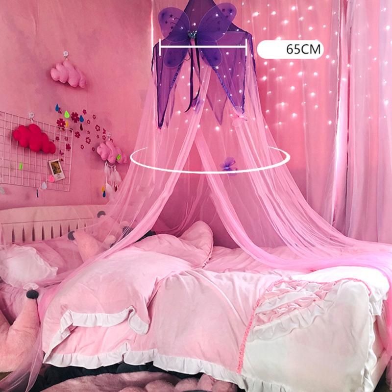 Princess Bed Blue Star Mosquito Net Round Butterfly Pattern