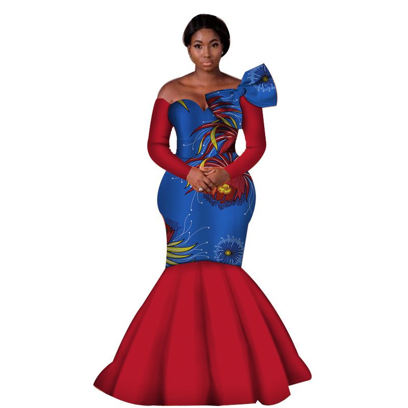 off shoulder long african dress