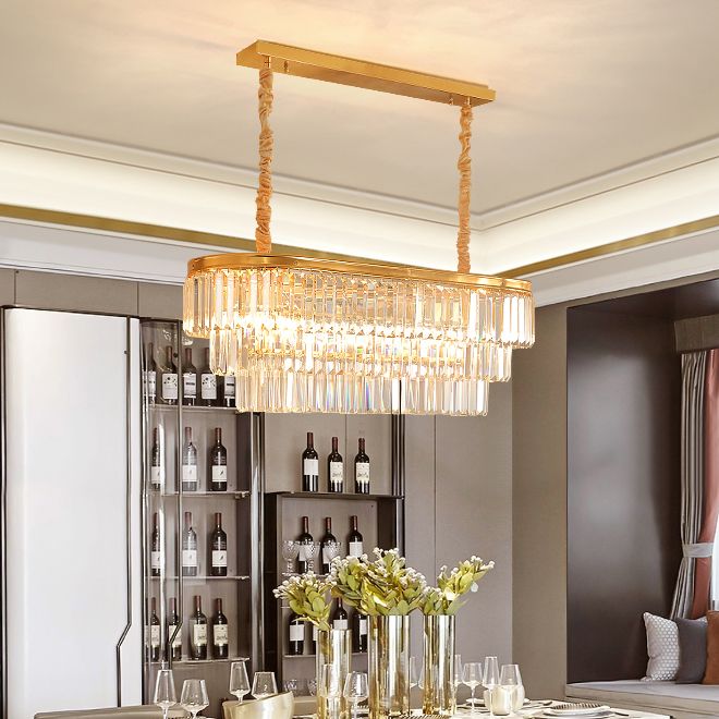 American Luxury Rectangle Crystal Pendant Chandelier Lighting Gold Chandeliers Lamp Led Lights For Restaurant Dining Room From Lamlux 712 77 Dhgate Com American Luxury Rectangle Crystal, Rectangle Crystal Chandelier Gold