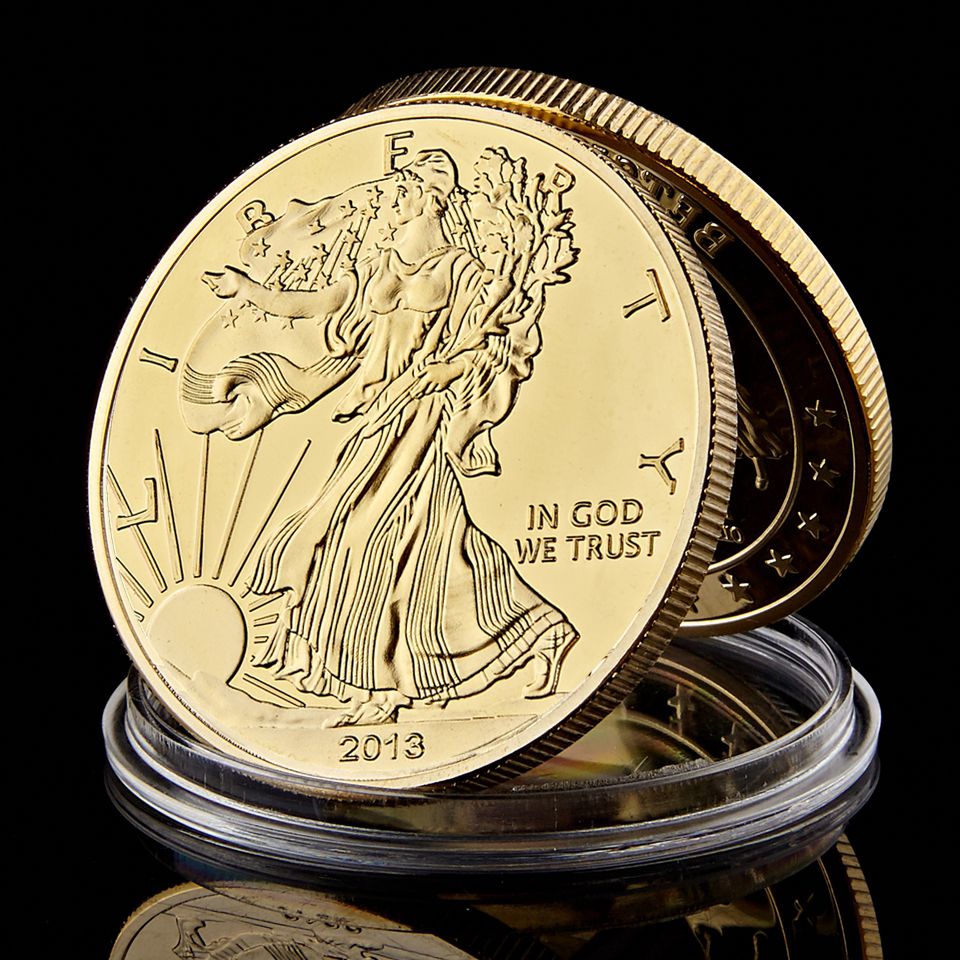 21 Craft 100 Mills 999 Fine Memorial Us Eagle 13 Status Of Liberty In God We Trust Gold Plated Souvenir Coin From Chen07 2 95 Dhgate Com