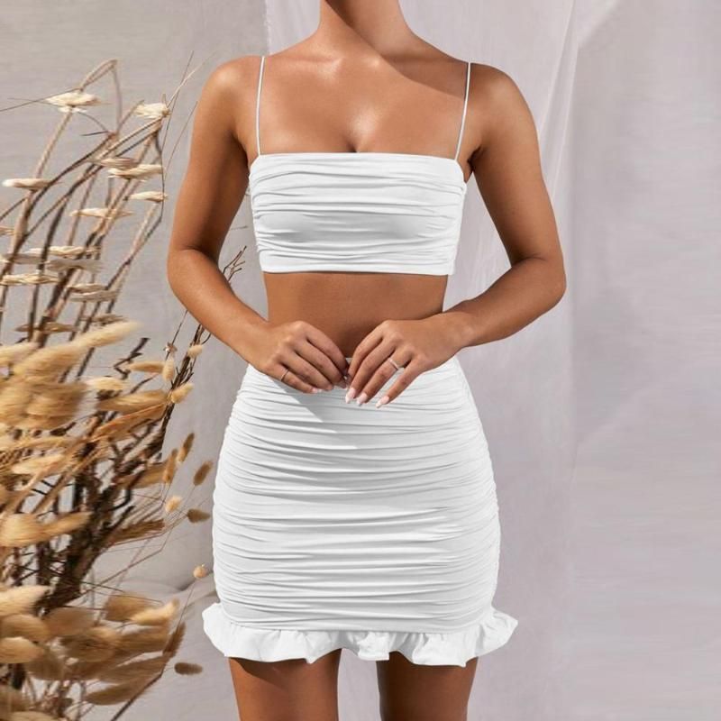 white mini bodycon skirt