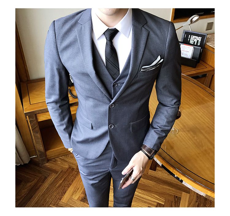 2020 Solid Color Slim Fit Male Suits Wedding Dress Men Business Casual ...