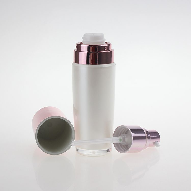 Pearl White Acrylic Lotion Pump Bottle 100ml With Rose Gold Lid For