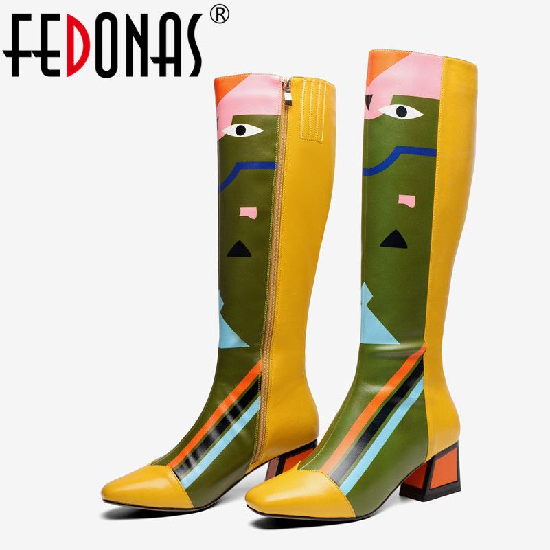 FEDONAS New Women Knee High Boots Sexy 