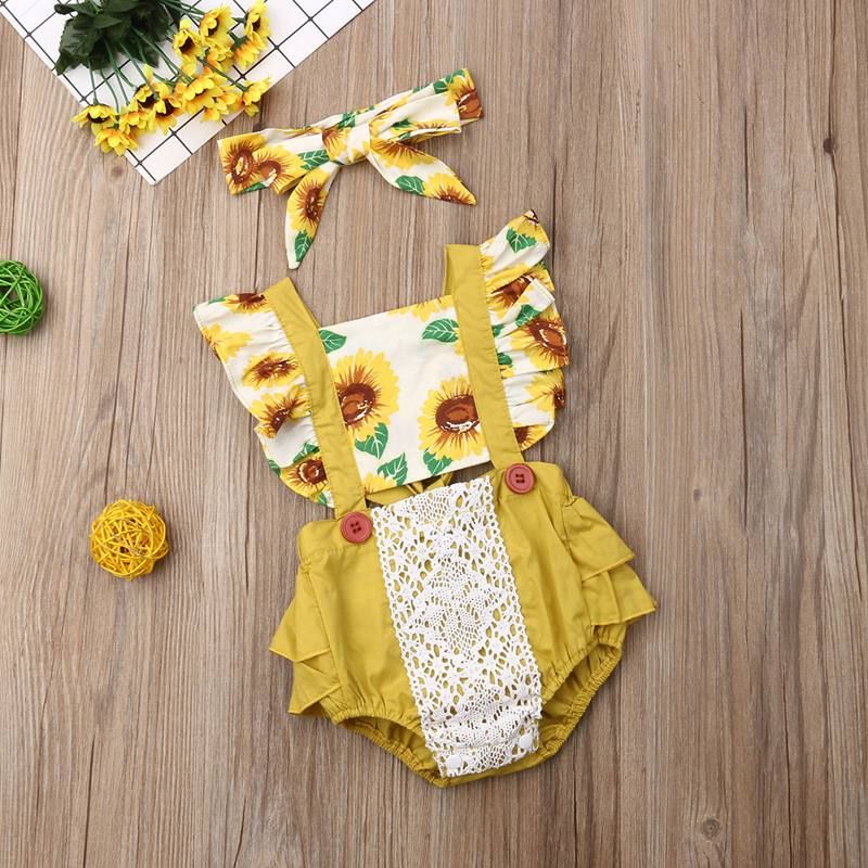 sunflower baby romper