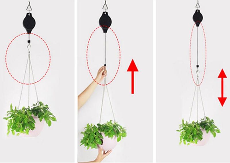 MVPACKEEY Lot de 4 poulies rétractables à suspendre pour panier de fleurs