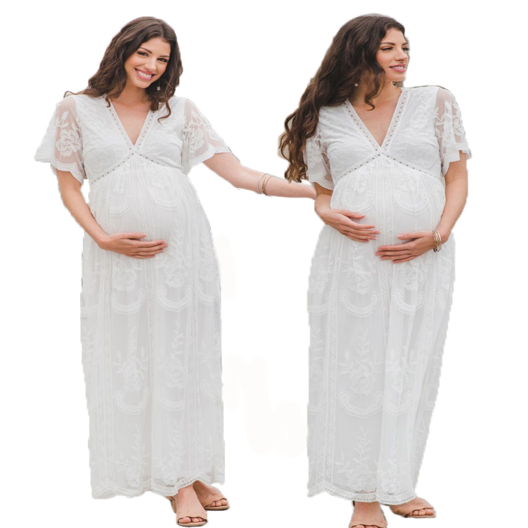 white casual maternity dress