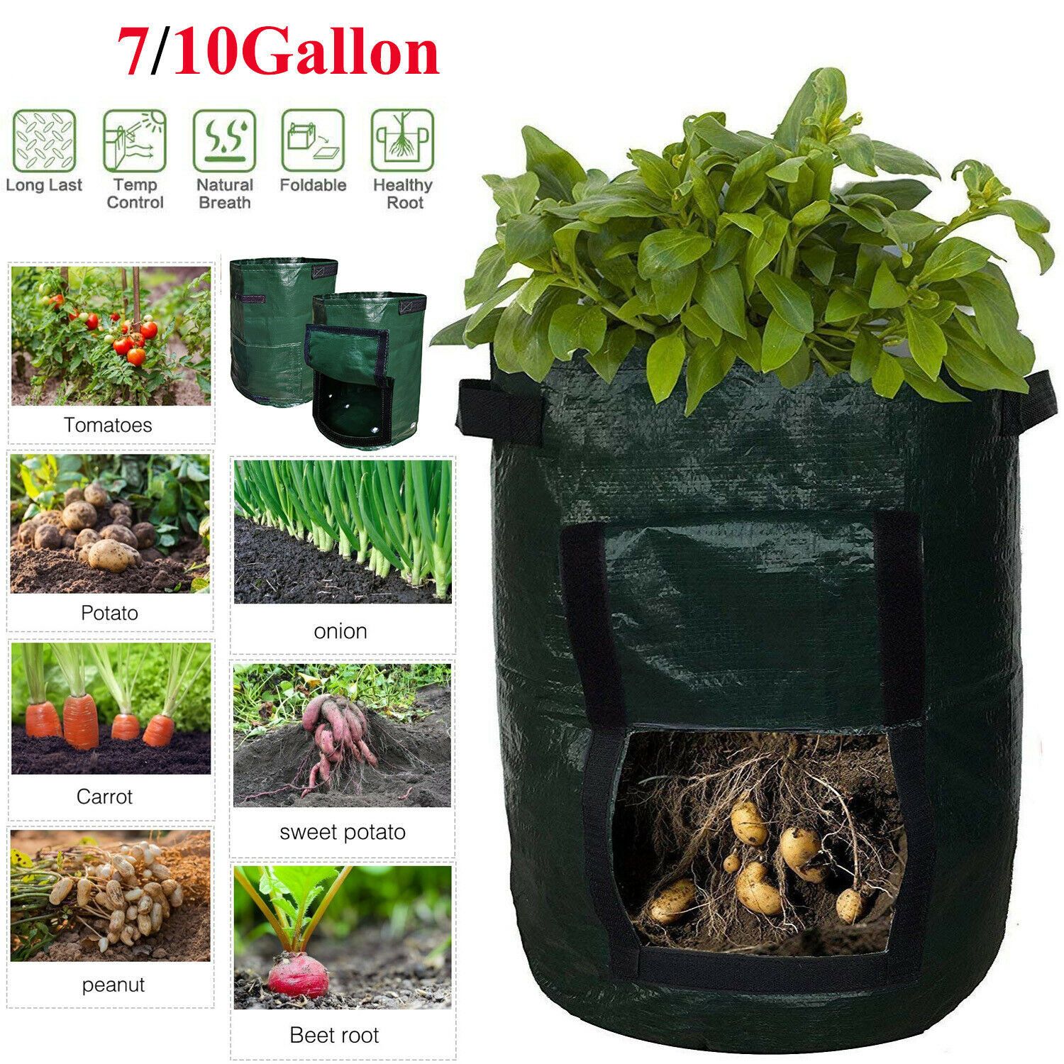 1 PC DIY Potato Grow Planter PE cloth Planting Container Bag Thicken Garden Pot 1 PC DIY Potato Grow Planter PE cloth Planting Container Bag Thicken Garden Pot
