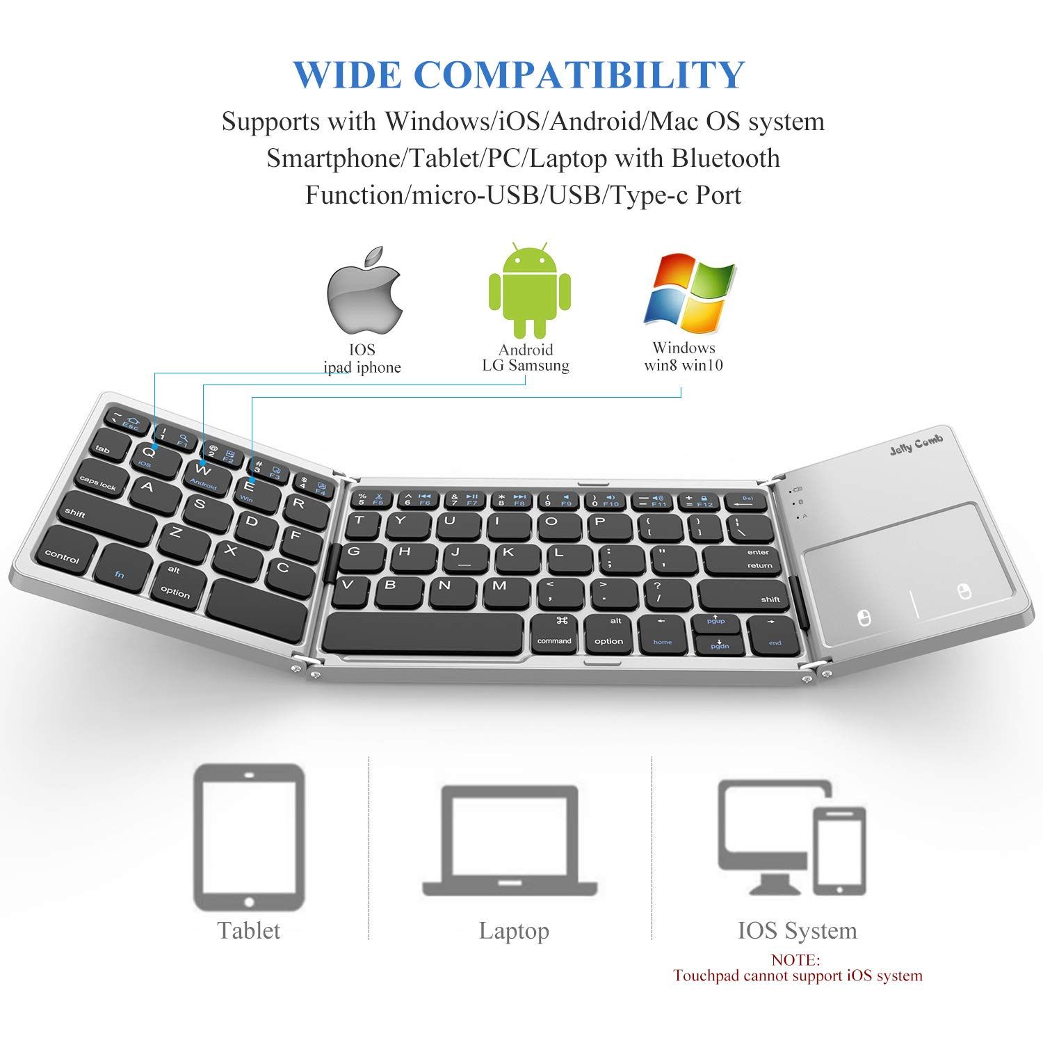 Tek Styz Foldable Bluetooth Keyboard Works for Motorola XT1644 Dual Mode Bluetooth & USB Wired Rechargable Portable Mini BT Wireless Keyboard with Touchpad Mouse! Tek Styz Foldable Bluetooth Keyboard Works for Motorola XT1644 Dual Mode Bluetooth & USB Wired Rechargable Portable Mini BT Wireless Keyboard with Touchpad Mouse!