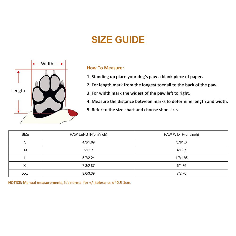 Dog Shoe Size Chart