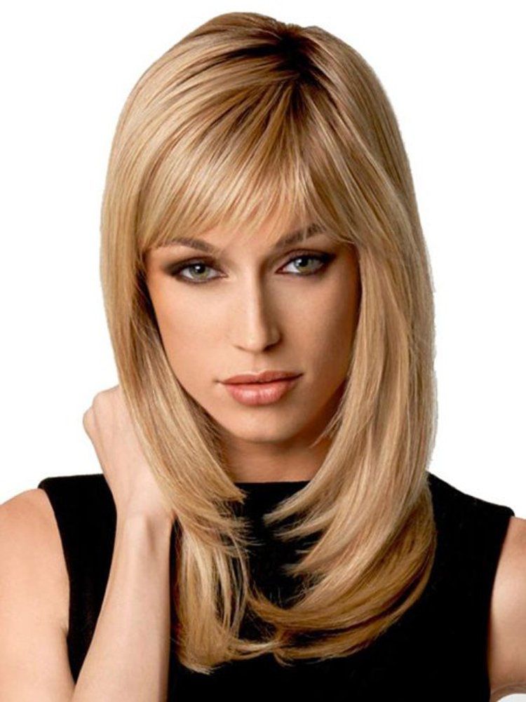 Natural Ombre Blonde Straight Wigs Shoulder Length Long Straight