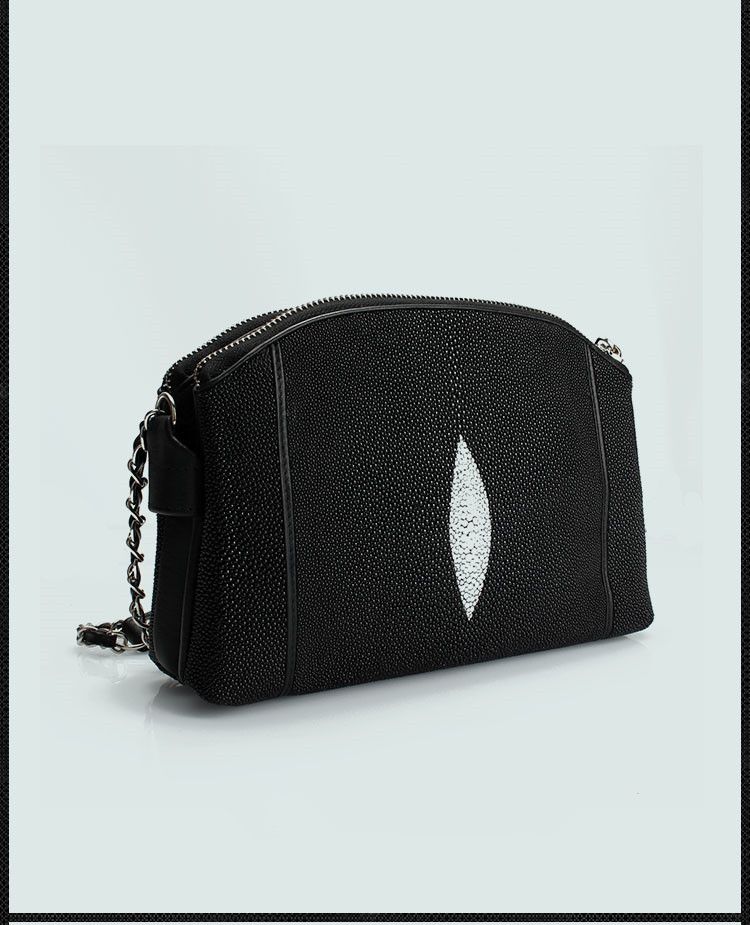 Genuine Stingray Leather Real Women's Shoulder Crossbody Frab Bag Black New