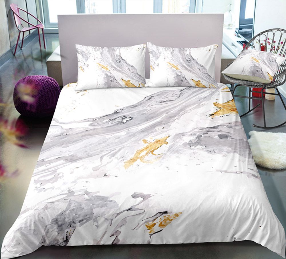 Multi Color Marble Bedding Set King Size Elegant 3d Duvet Cover