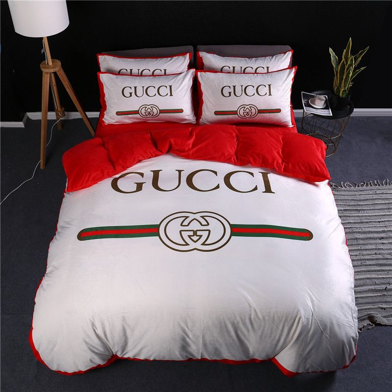 White Red Stripe Duvet Cover Fashion Letter Print Thicken Soft