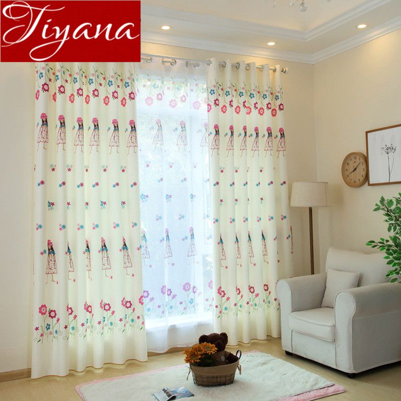2019 Little Girls Curtain Print Voile Kid Room Bedroom Window