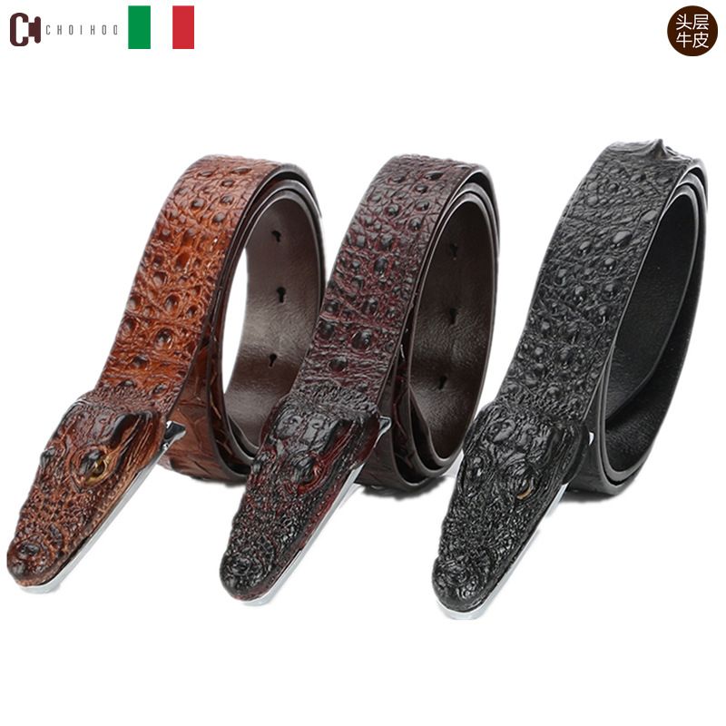 Men/'s Belt Crocodile Pattern Genuine Leather Belt Business Casual Crocodile Belt
