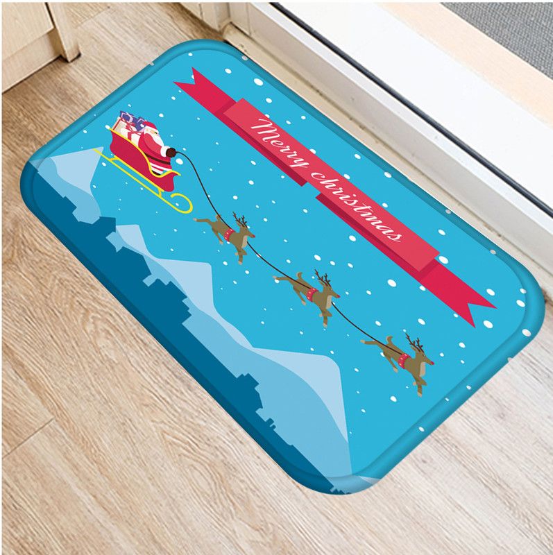 Santa and Reindeer Floor Rug Carpet Mat Bathroom Home Non-slip Pad Door 40x60cm