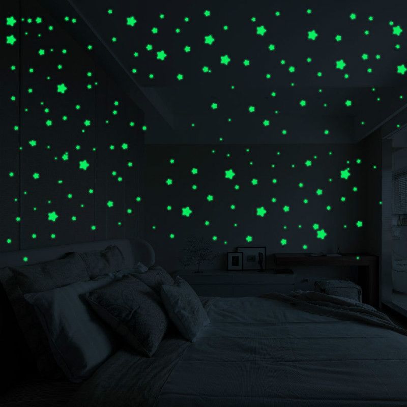 Fluorescent Glow In The Dark Stars Wall Stickers For Kids Rooms Decoration Livingroom Baby Bedroom Ceiling Home Decor Glass Christmas Decorations