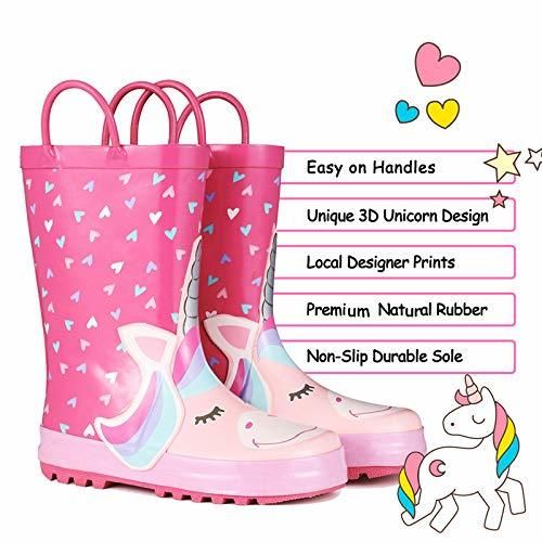 Kids Waterproof Easy-on Rain Boots Rubber Cartoon Print Rain Shoes