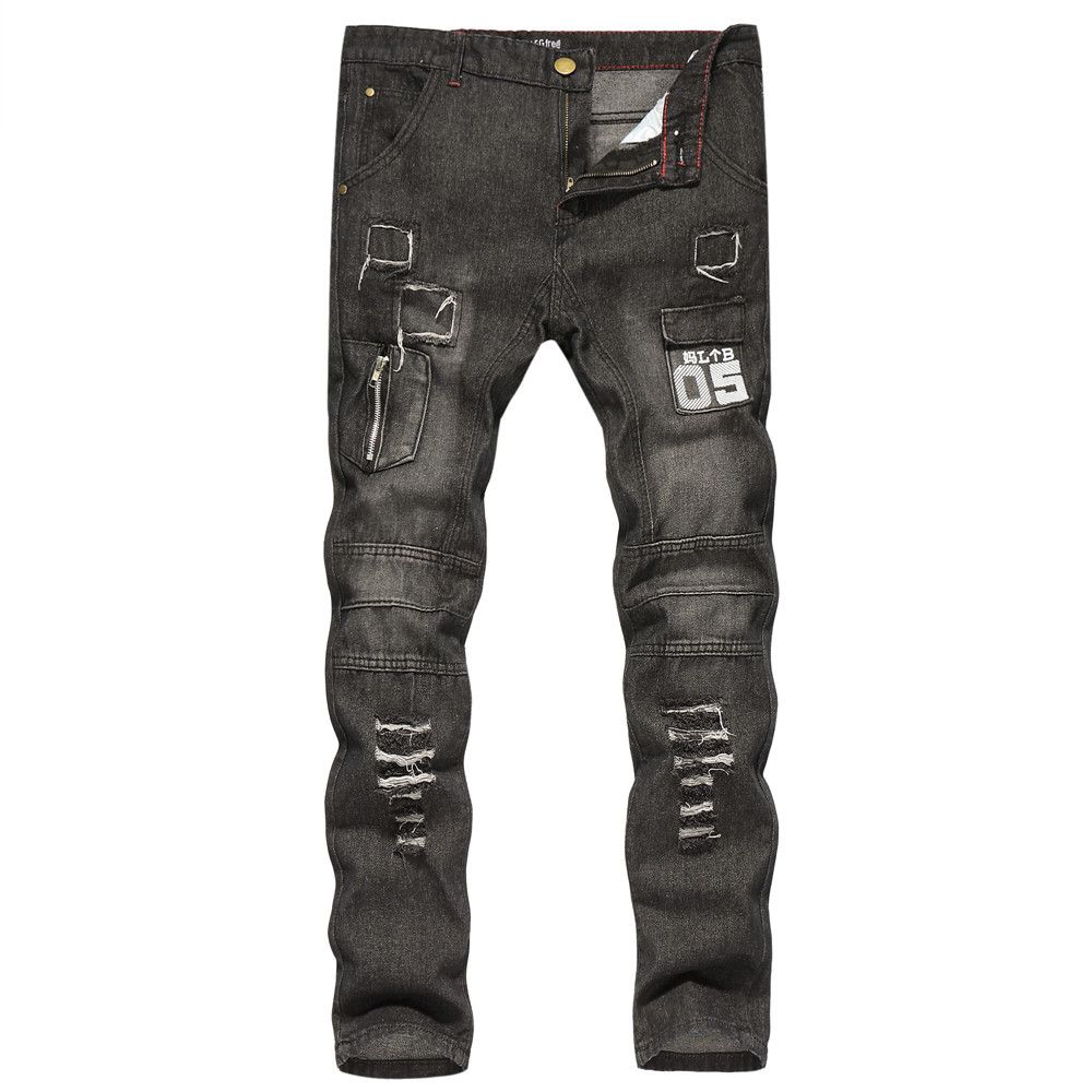 Compra Pantalones Vaqueros Rotos Para Hombre Pantalones Vaqueros De  Mezclilla Largos De Primavera Otoño Homme Slim Fit Estilo Envejecido Jeans  Moda Hombres J1811135 Barato | Entrega Rápida Y Calidad | Es.Dhgate