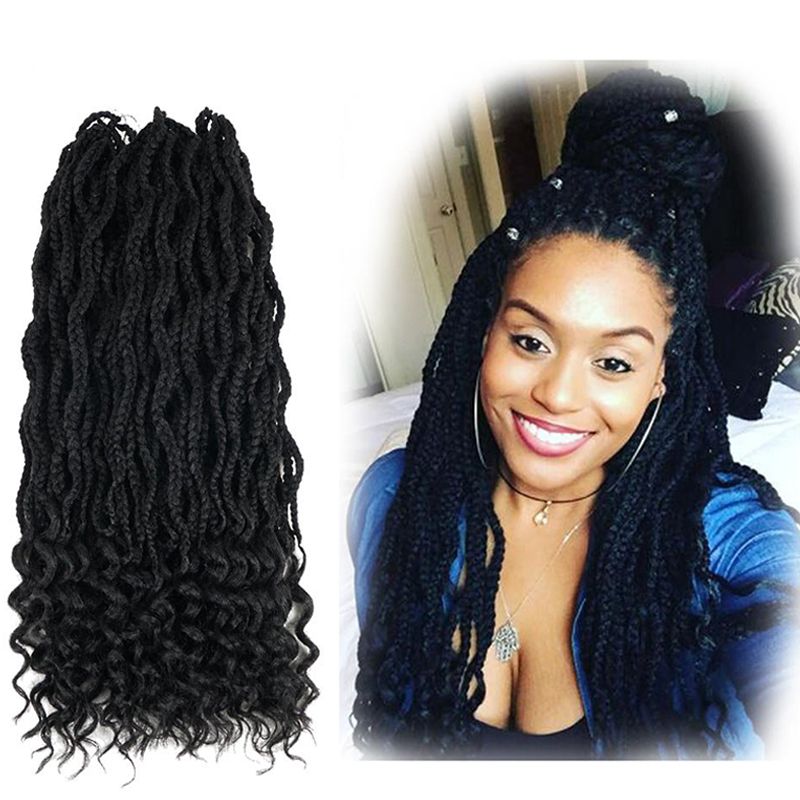 2020 Hot 1packs 18 Goddess Locs 3x Box Braids With Curly Ends