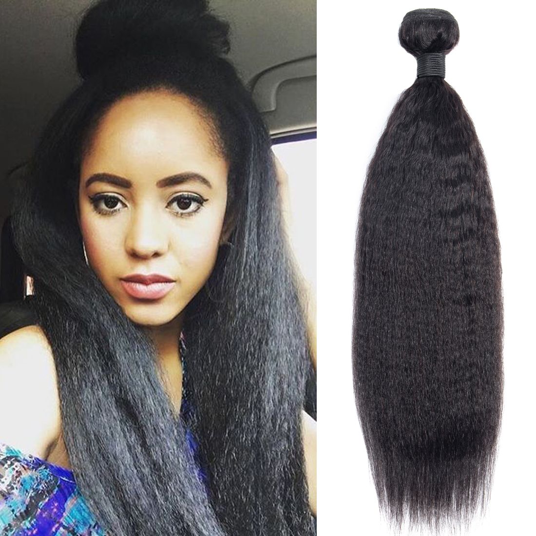 Dressmaker Kinky Straight Peruvian Hair Weave Bundle Coarse Yaki